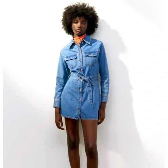 Zara belted denim dress Medium